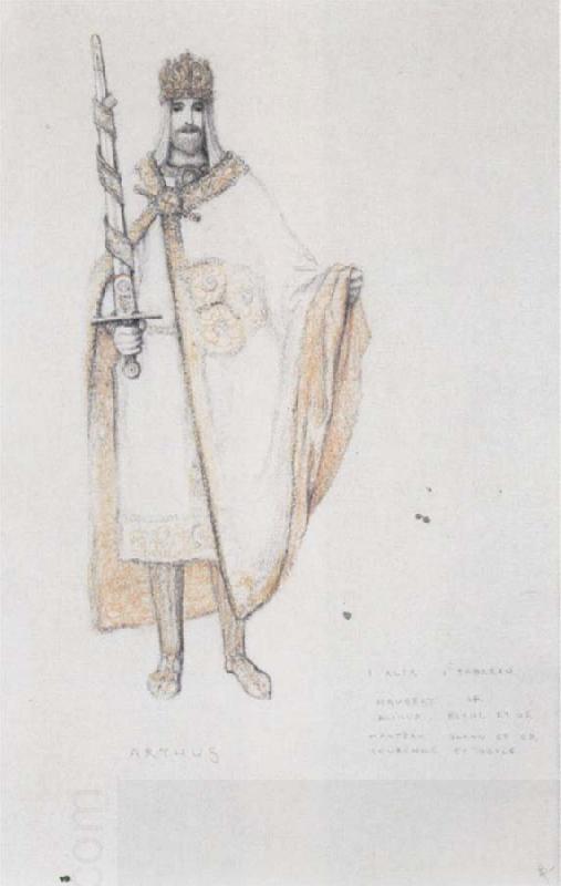 Fernand Khnopff Costume Drawing for Le Roi Arthus Arthus China oil painting art